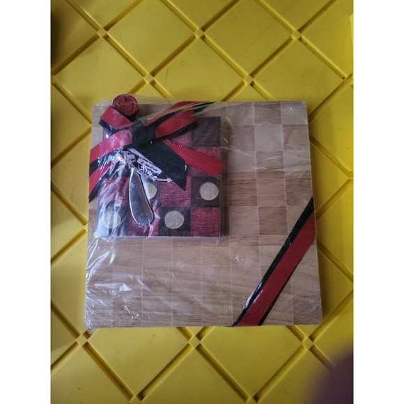 Epic Cutting Board Cheese Server Set W/ Napkins & Spreader Checker Board - Picture 2 of 4